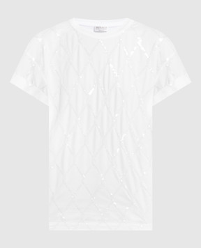 Brunello Cucinelli Белая футболка с пайетками M0T18DZ700