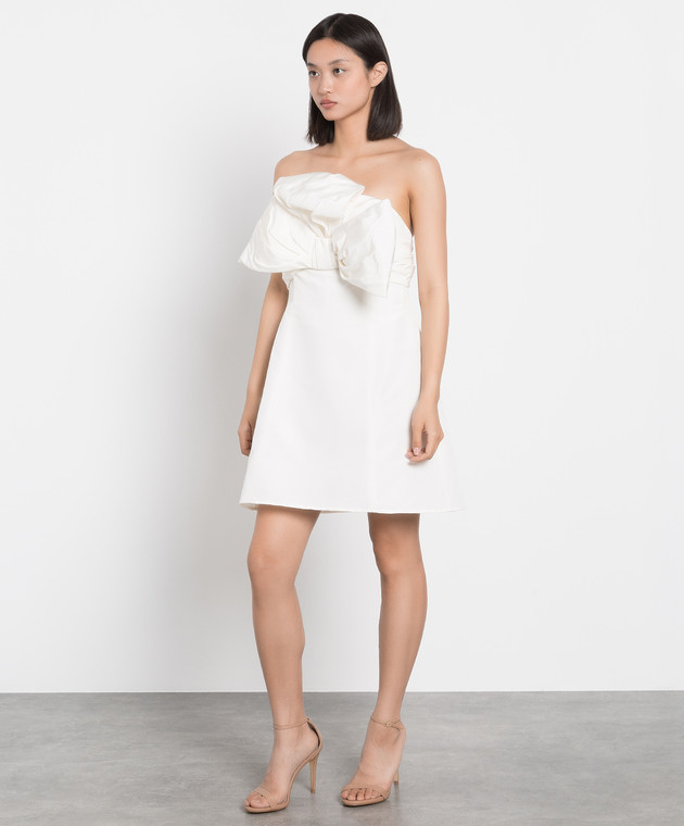 Carolina Herrera Біла шовкова сукня міні з бантом R2211N558SFA зображення 3