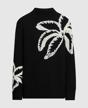 Kiton Чорний светр з кашеміру з вишивкою D56726