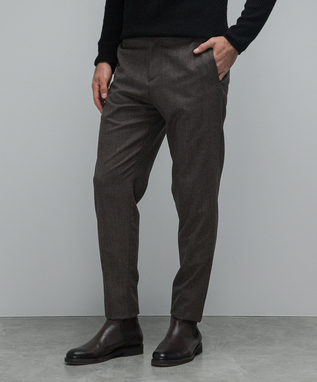 Marco Pescarolo Chiaiam brown wool and cashmere patterned trousers CHIAIAM48PR7 image 3