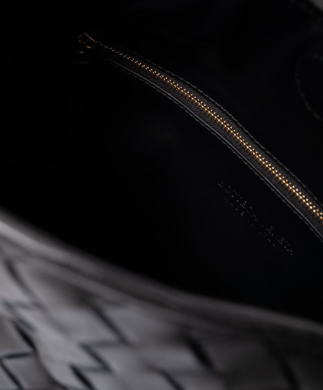 Bottega Veneta Черная кожаная сумка Small Hop с плетением 763966V3IV1 изображение 4