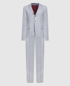 Brunello Cucinelli Льняний сірий костюм у смужку MW4657BTZ