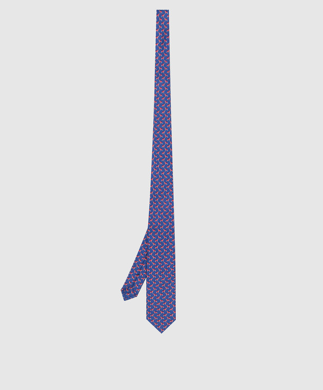 Stefano Ricci Дитячий синій шовковий набір з краватки та хустки-паші у візерунок YDHNG300 зображення 3