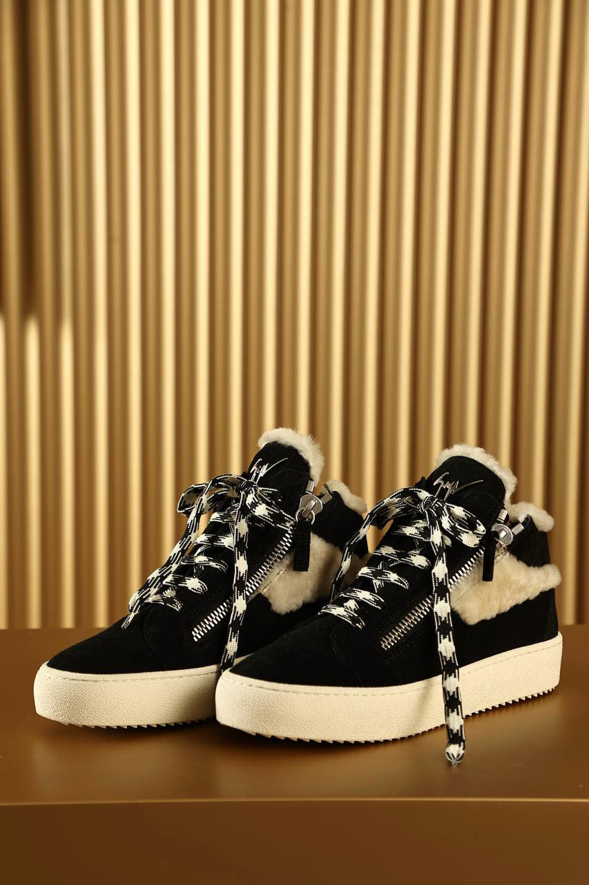 Giuseppe Zanotti - Черные замшевые хайтопы на меху Kriss Ice с