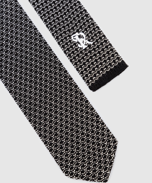 Stefano Ricci Дитяча чорна краватка з шовку в контрастний візерунок YCRMTSR8189 зображення 3