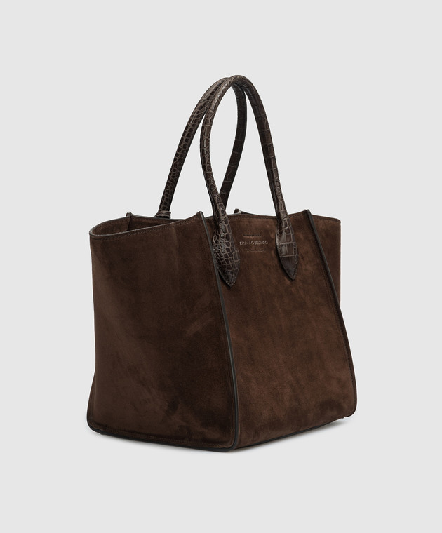 Ermanno Scervino Коричневая замшевая сумка-тоут с логотипом D433S354DIW изображение 3