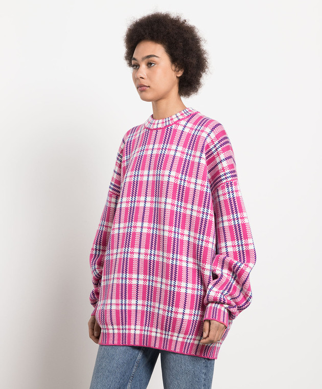 Vetements Pink check wool sweater UE54KN100H image 3