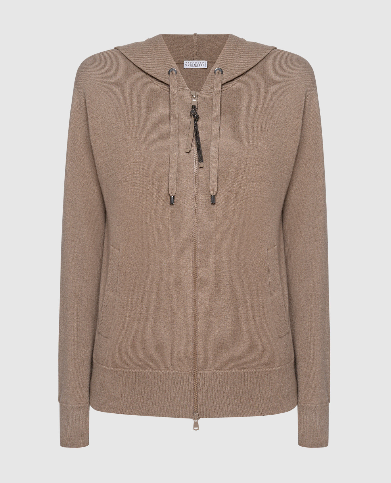 Brown cashmere sports jacket with monil chain