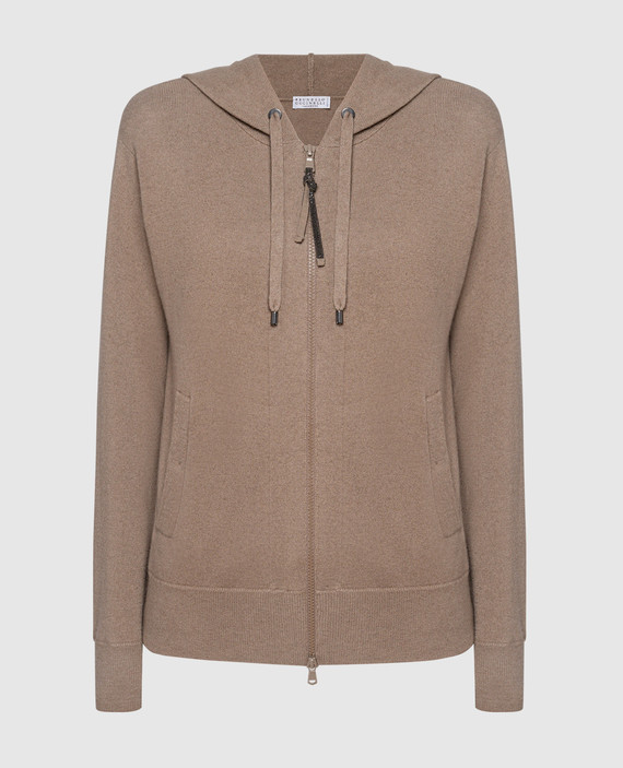 Brown cashmere sports jacket with monil chain