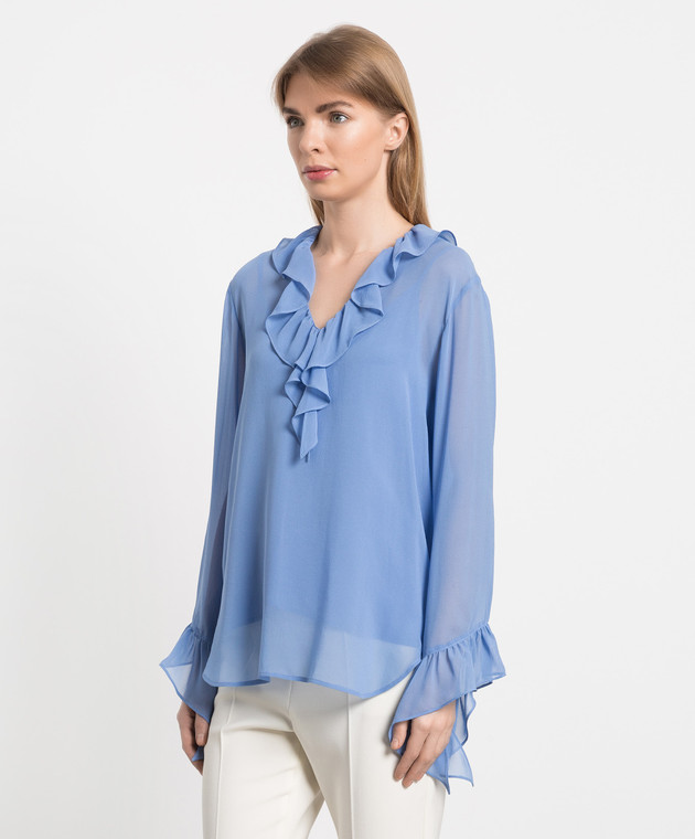 Max Mara Блакитна блуза з шовку ALBATRO ALBATRO зображення 3