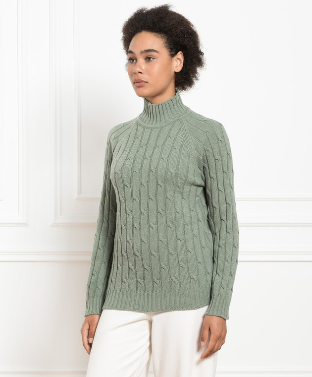 Babe Pay Pls Green sweater made of cashmere in a textured pattern MD9701305341TR image 3