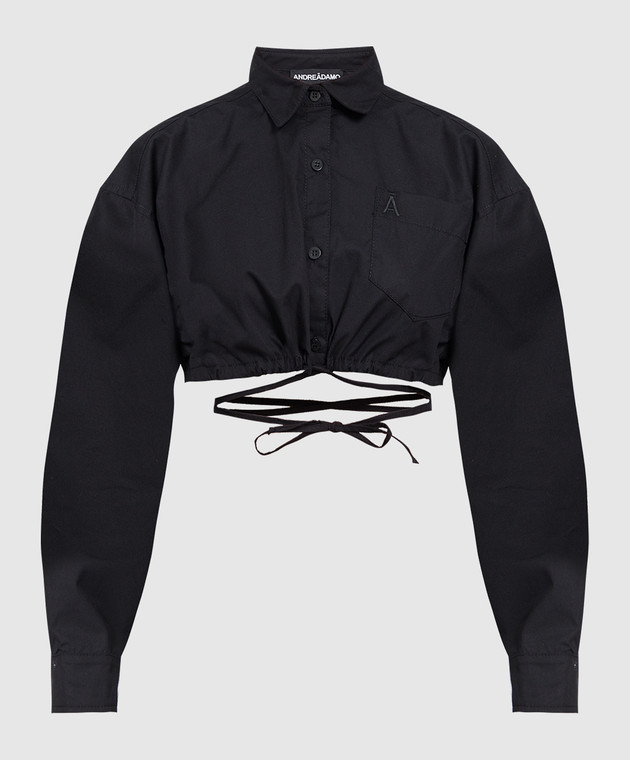 AndreAdamo Чорна сорочка з вишивкою логотипу ADSS22SR01012473