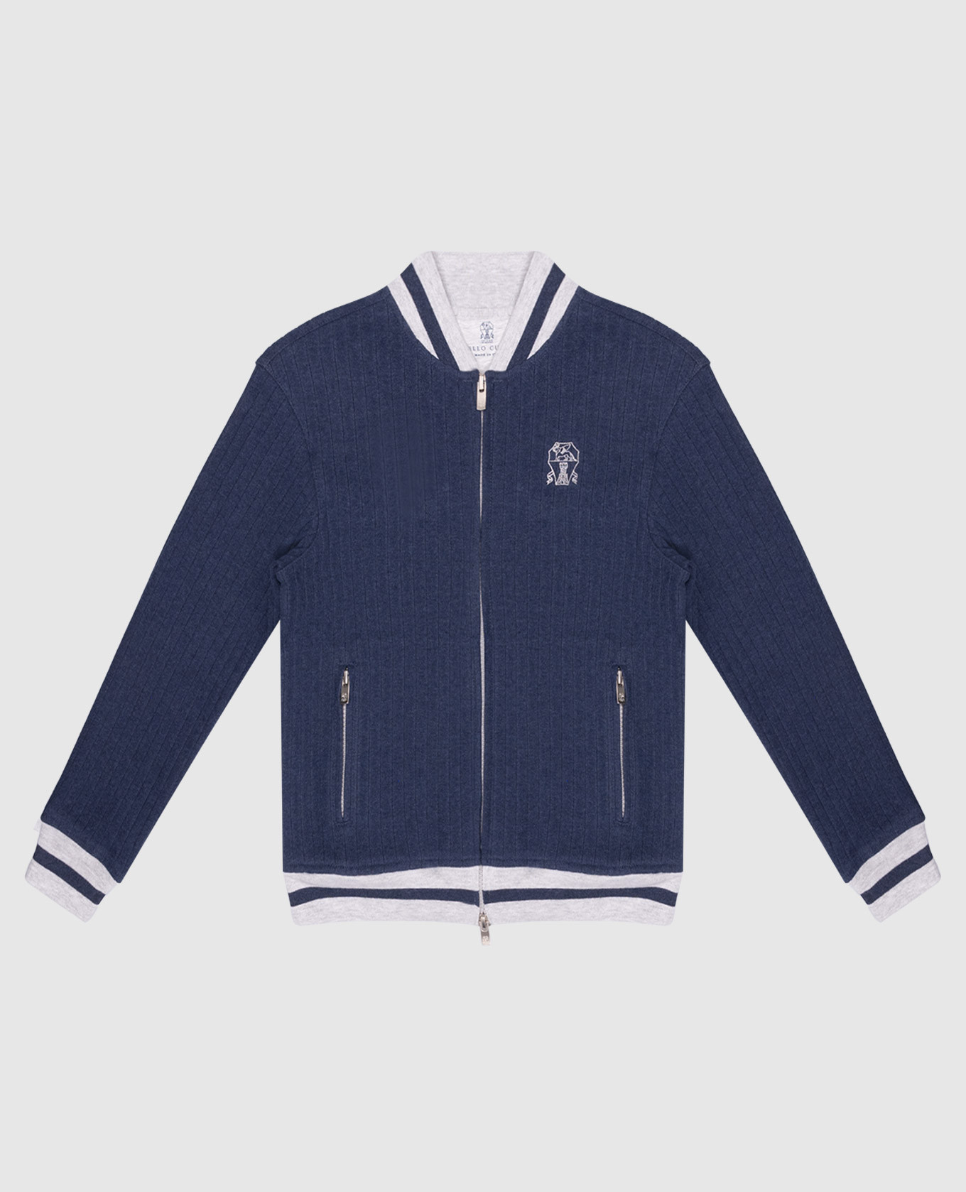 

Детская синяя спортивная кофта в рубчик, Синий, Спортивные кофты