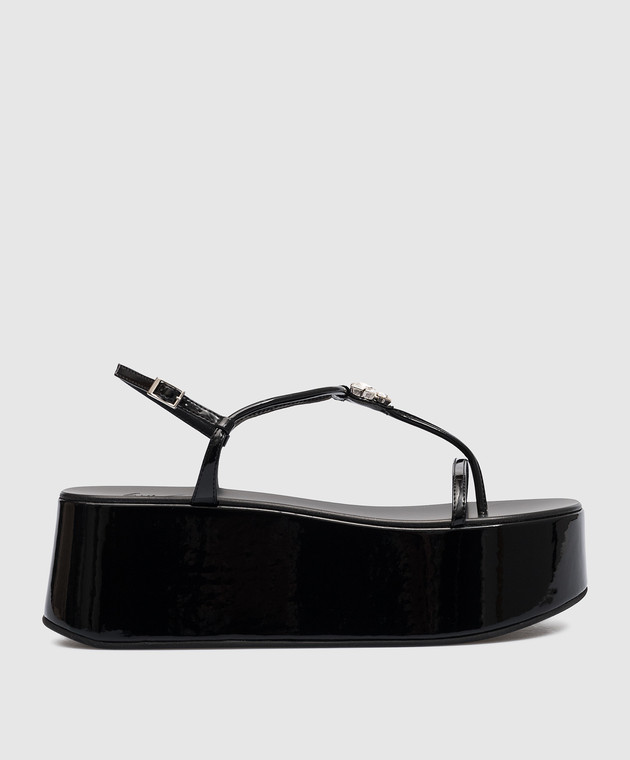 Giuseppe Zanotti Black lacquered Barnak sandals with crystals E300070