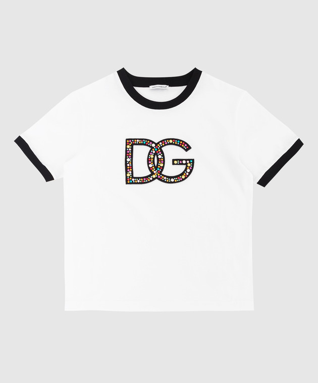 Dolce&Gabbana Дитяча футболка з емблемою DG та кристалами L5JTIGG7B5H46