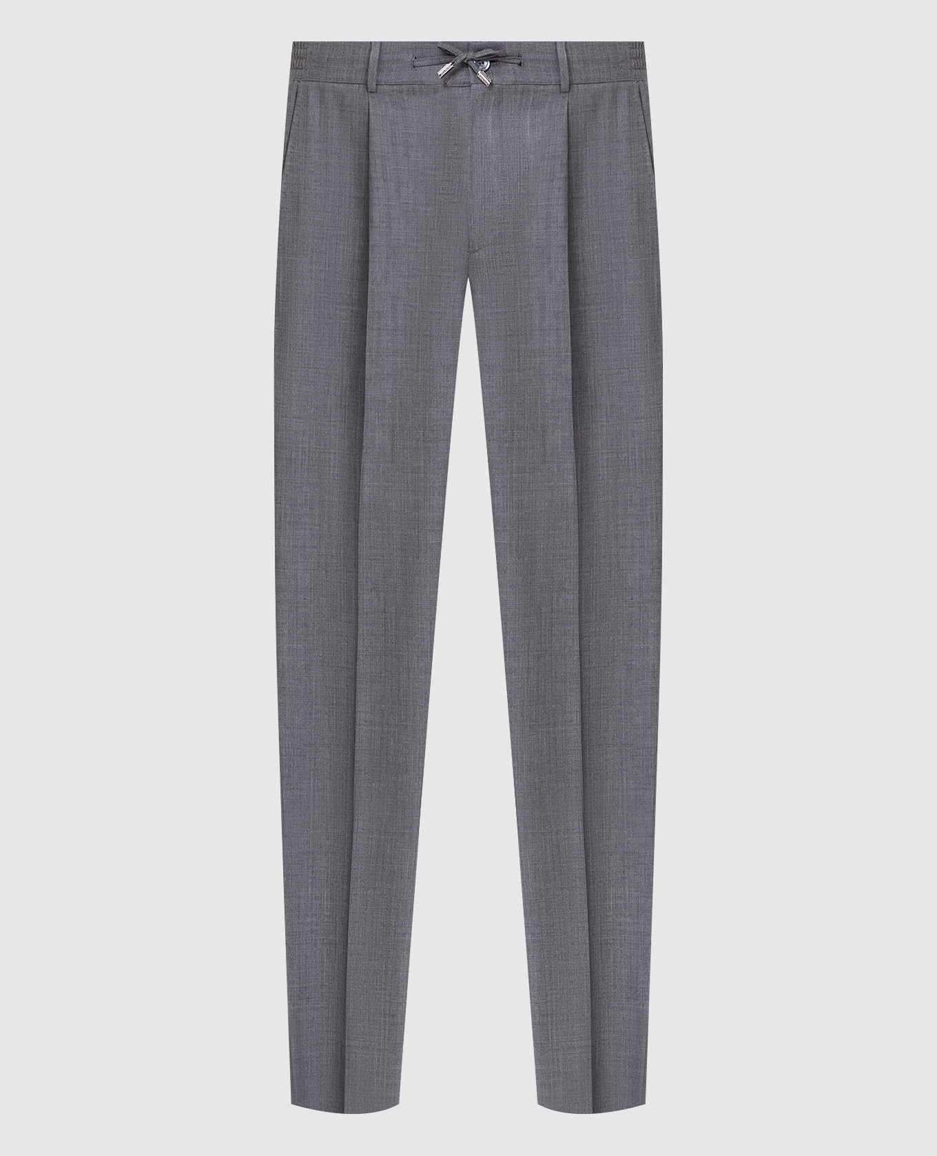 Gray wool, cashmere and silk slacks