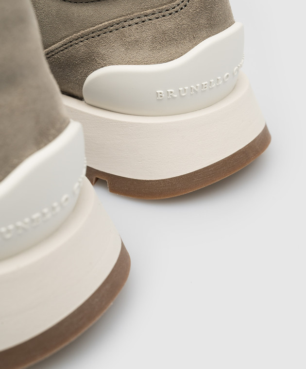 Brunello Cucinelli Сірі замшеві кросівки з ланцюжком моніль MZSFG2110P зображення 5