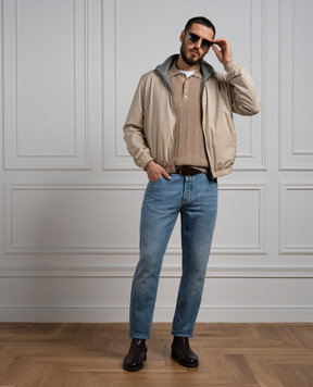 Brunello Cucinelli Блакитні джинси з ефектом потертості з логотипом M0Z37D3210