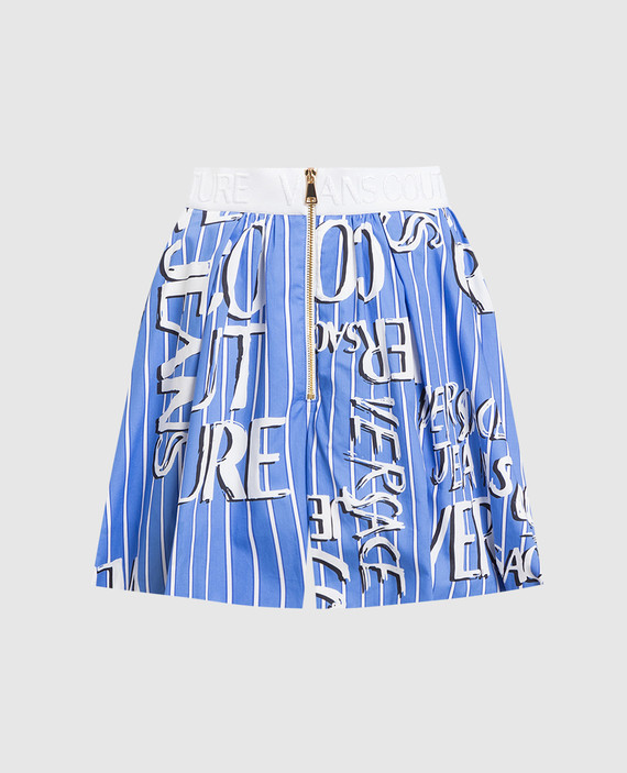Blue shorts in doodle print with logo