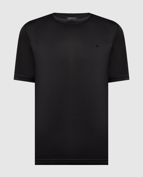 Bertolo Cashmere Черная футболка с вышивкой логотипа 000252001912