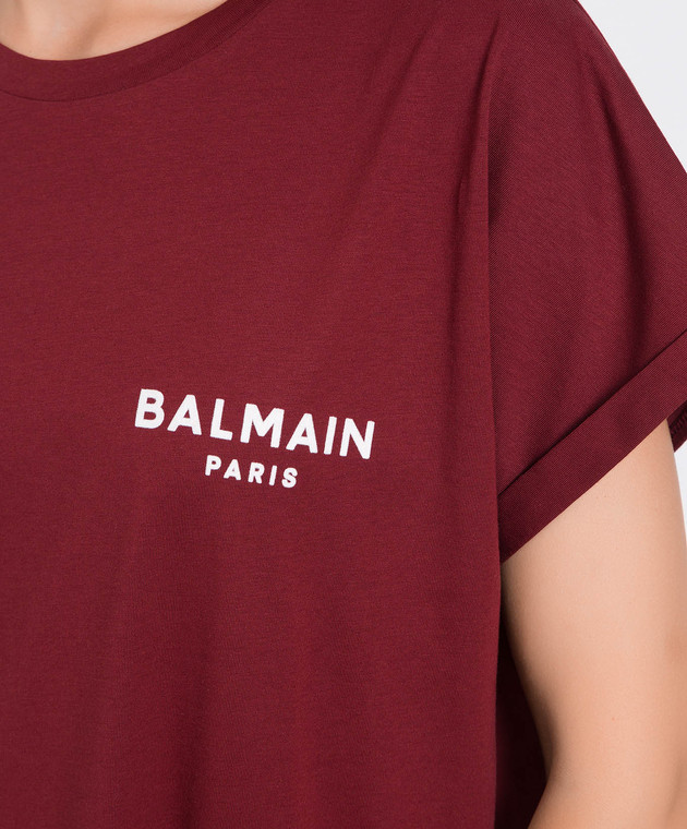 Balmain Burgundy t-shirt with logo BF1EF010BB01 image 5