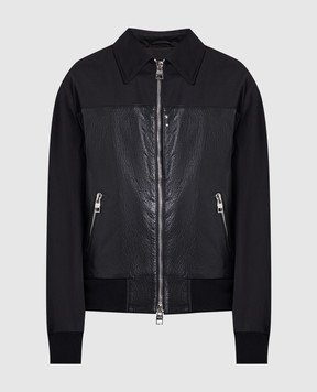 Alexander McQueen Чорна шкіряна куртка зі вставками 751991Q5HXS