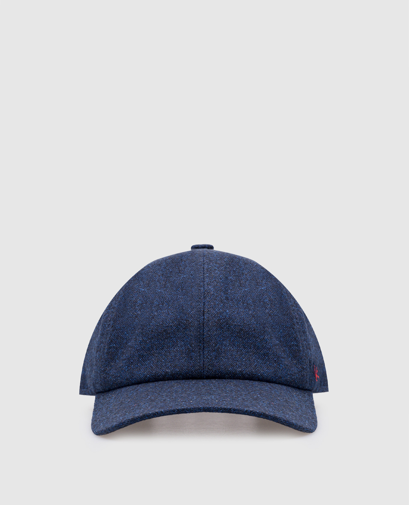 Blue wool cap with logo embroidery