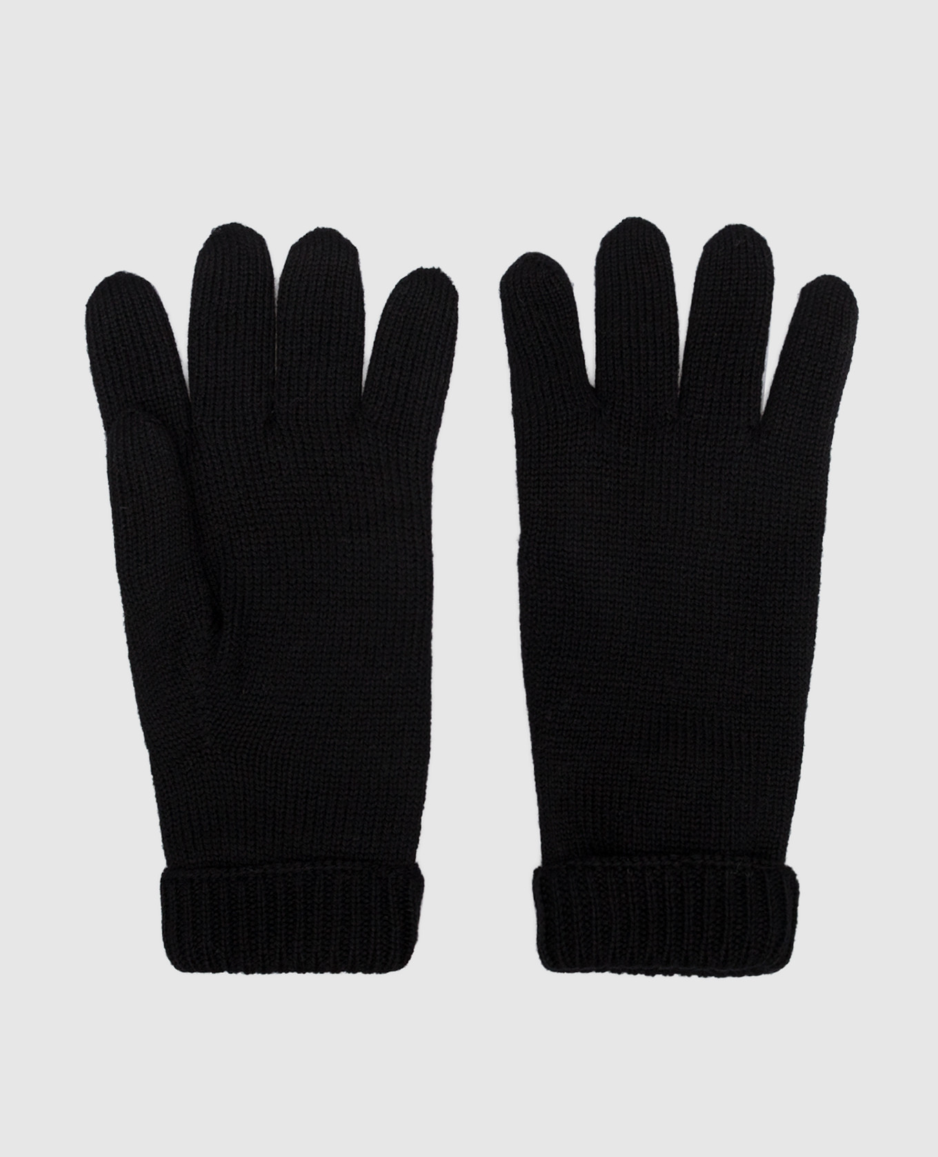Children's black mittens made of wool