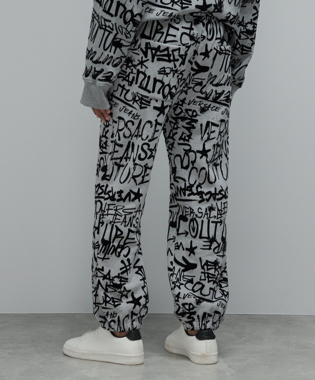 Versace Jeans Couture Gray joggers with textured graffiti print 75GAA315FS095 image 4