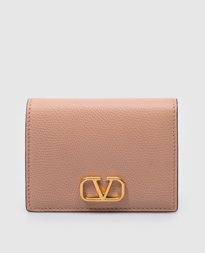 Valentino Бежевий шкіряний гаманець з логотипом VLogo Signature 4W2P0R39SNP