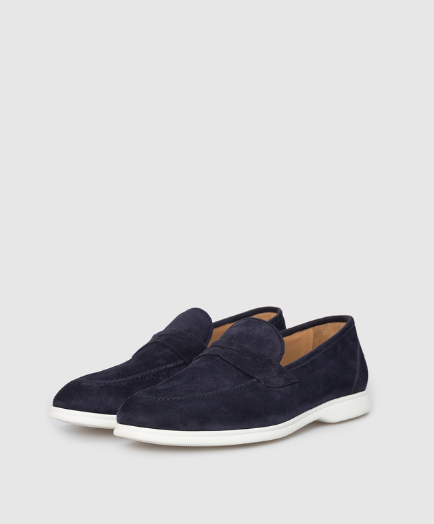 Kiton Navy Suede Loafers ChangeClear USSMOKAN00104 image 2