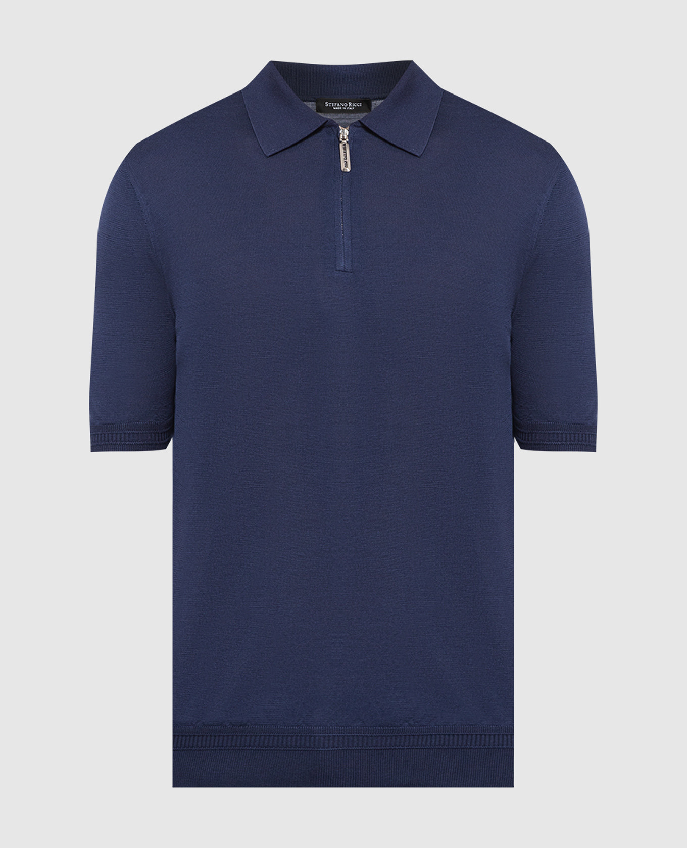 Blue silk polo shirt