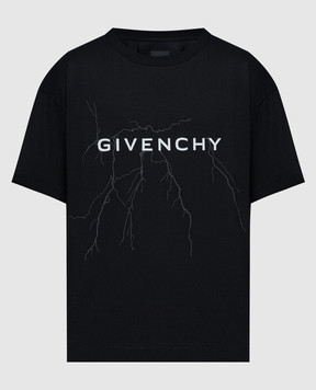 Givenchy Черная футболка со светоотражающим принтом логотипа BM71JB3YJ9