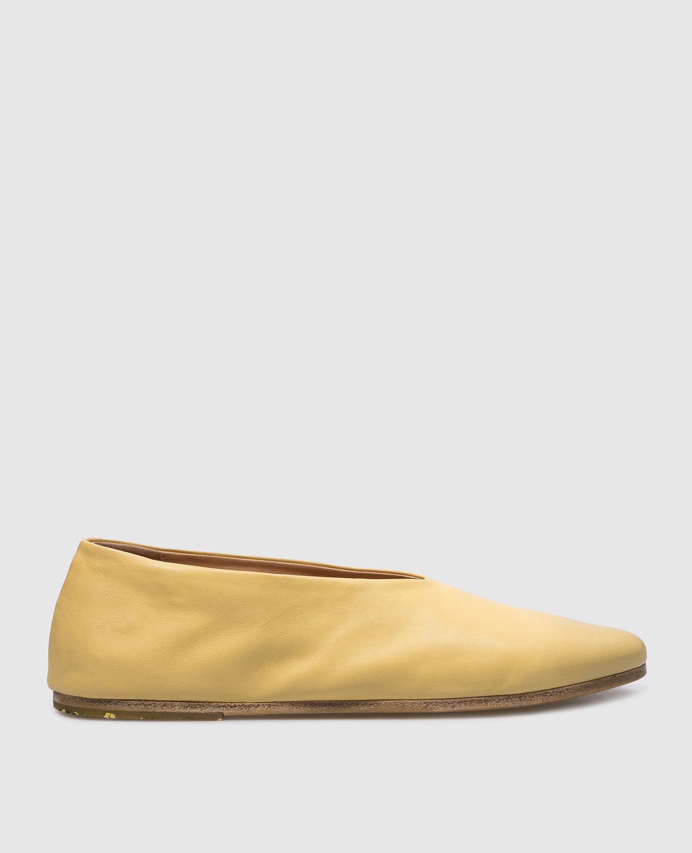 Yellow leather ballerina shoes