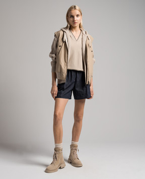 Brunello Cucinelli Бежева футболка з ланцюжком моніль M0T18BD222