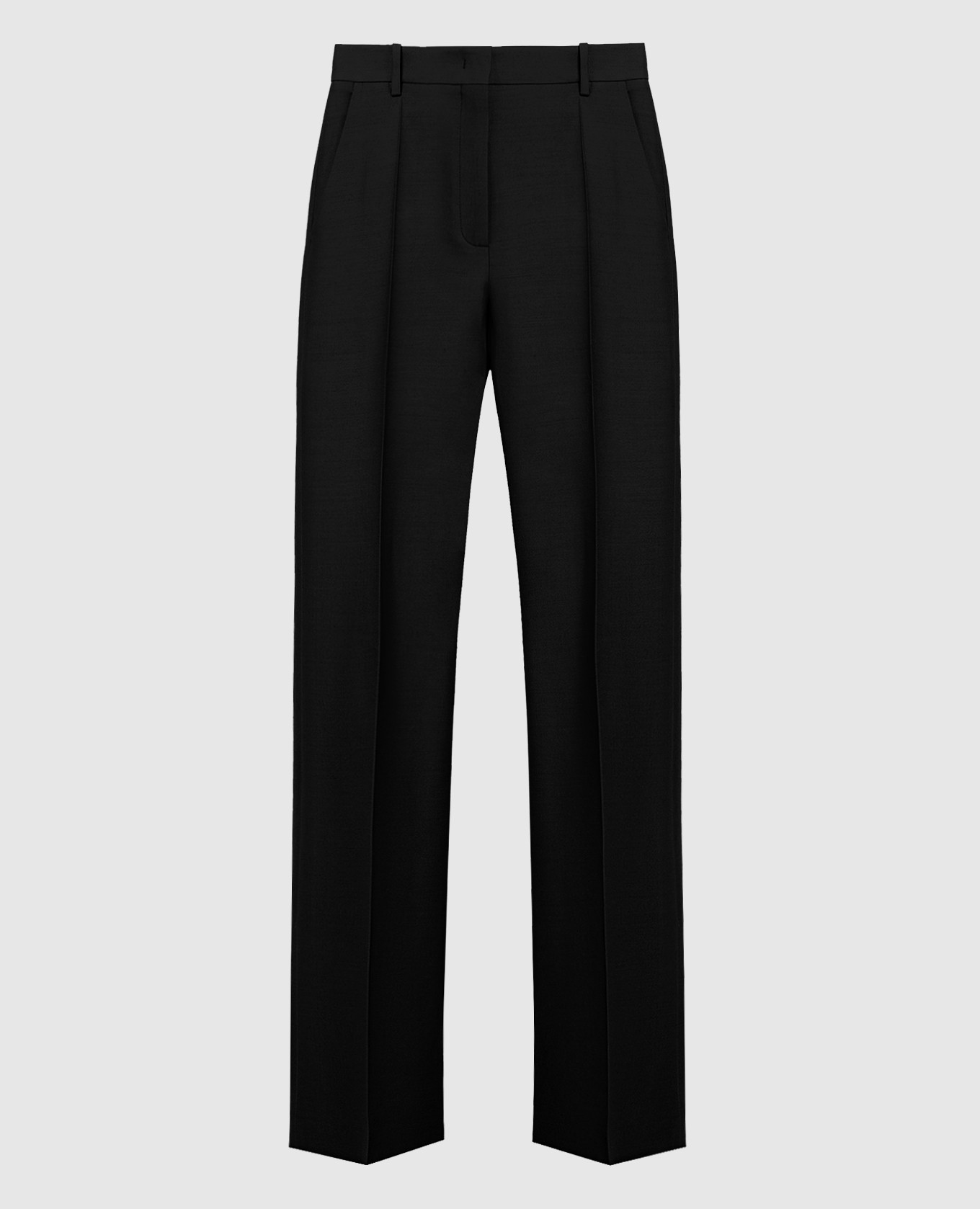 Black trousers made of wool and silk