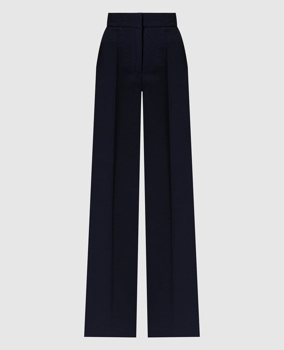 Cervo blue high rise wool trousers