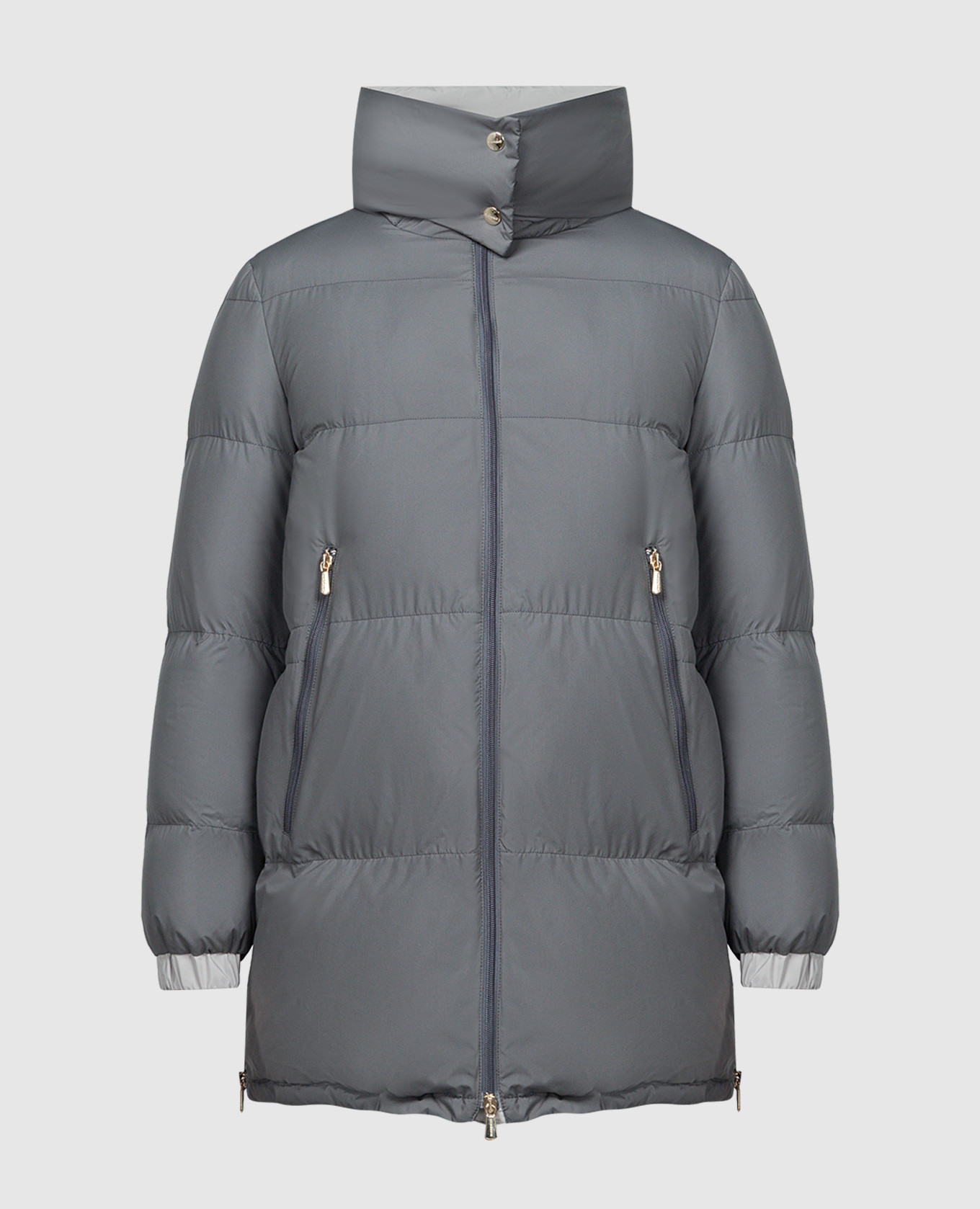 Gray quilted down jacket