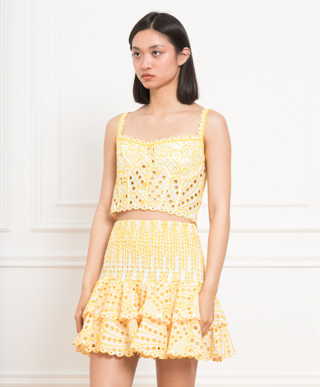 Charo Ruiz Tessa Yellow Broderie Anglaise Embroidered Bustier Top 223100 image 3