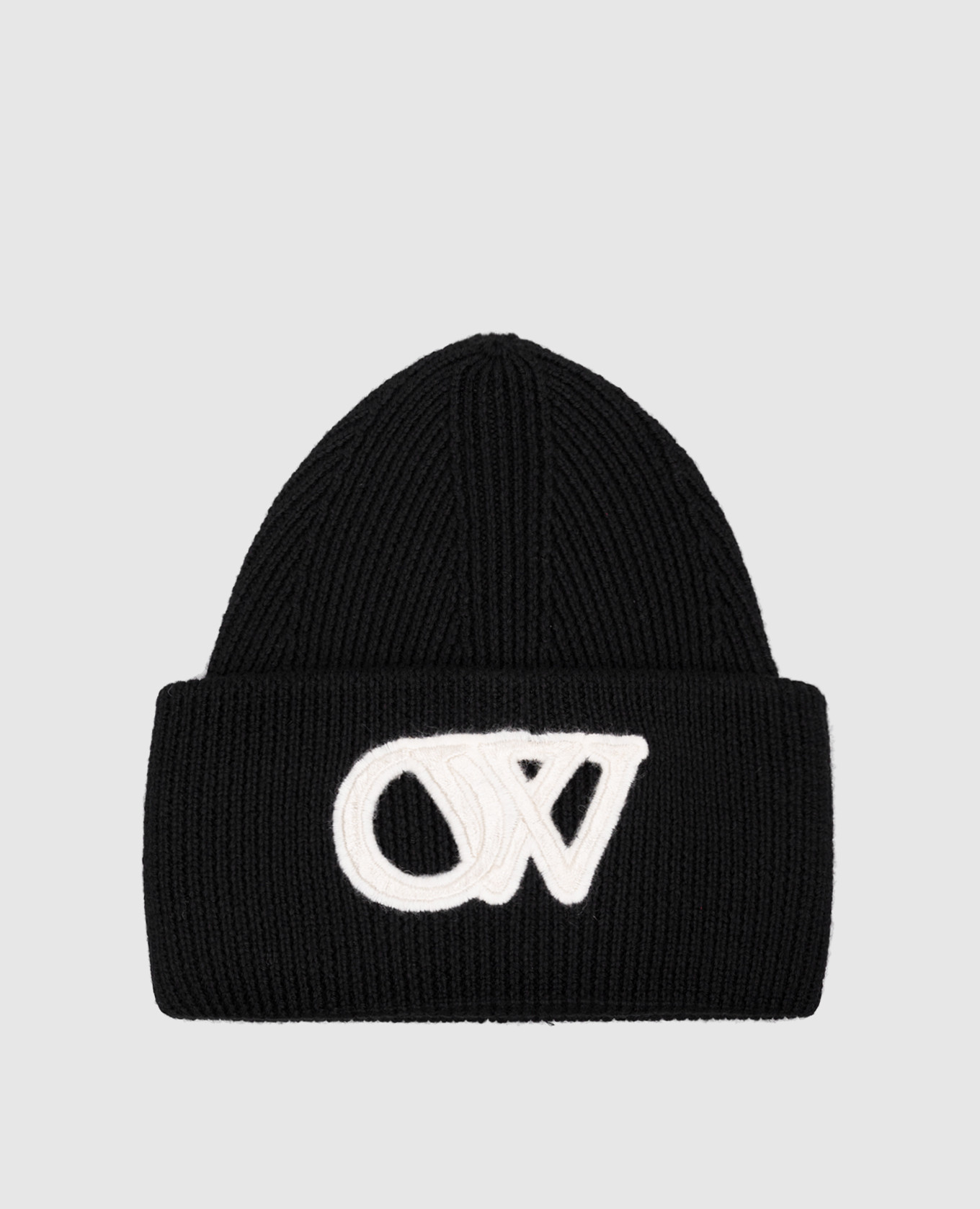 Черная шапка из шерсти с контрастным логотипом