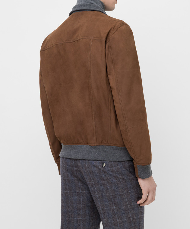 Brunello Cucinelli Коричневая кожаная куртка MPTOS1674 изображение 4