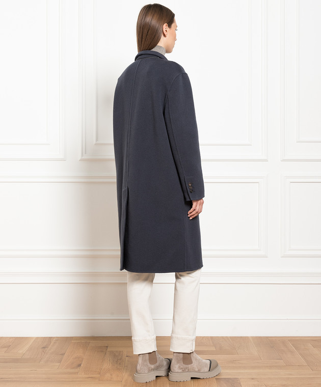 Brunello Cucinelli Blue double-breasted wool and cashmere coat MD5329728P image 4