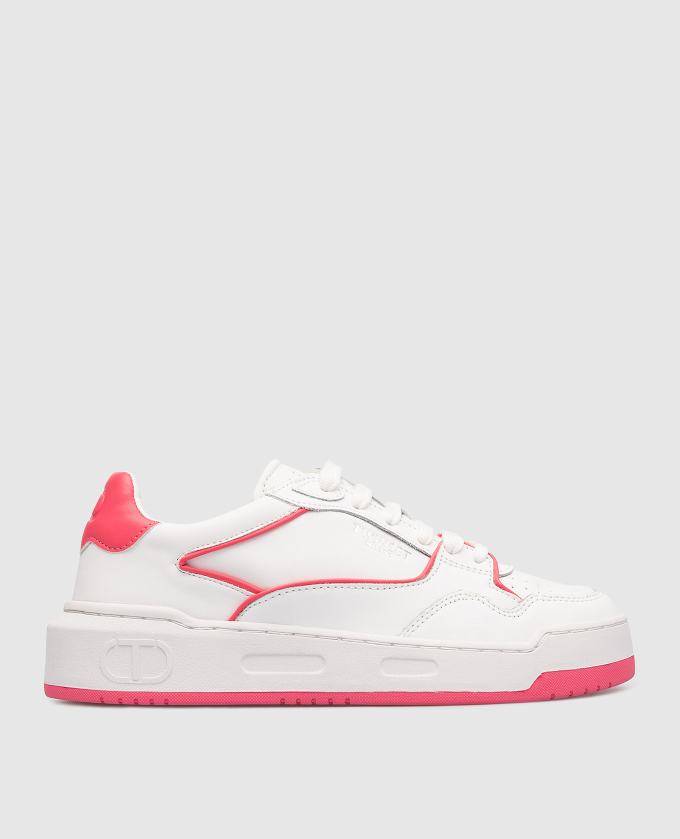 White sneakers with embossed logo