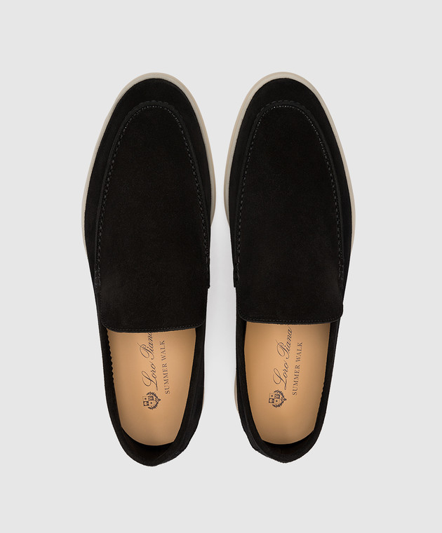 Loro Piana Черные замшевые слипперы Summer Walk FAE8124 изображение 4