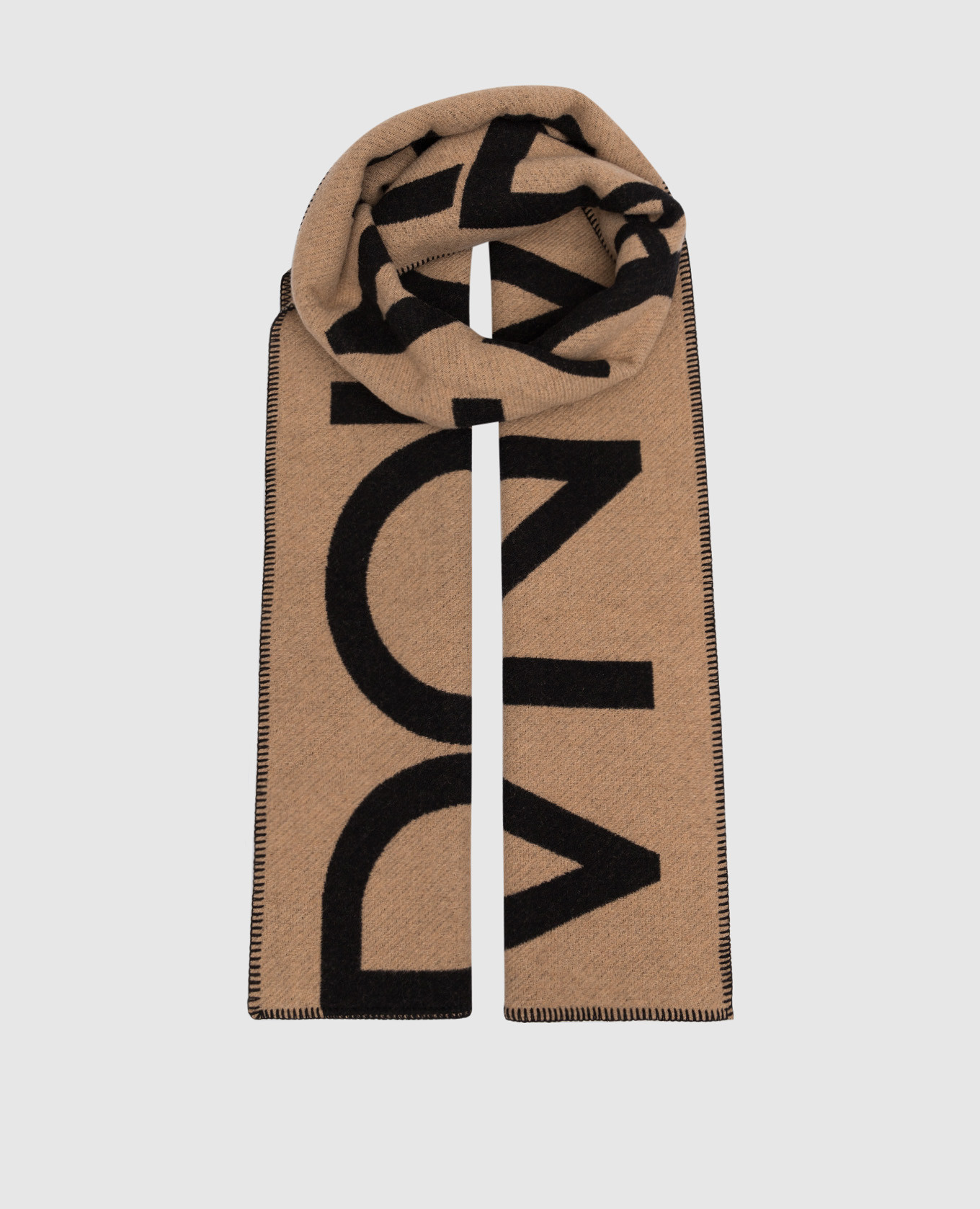 Темно-бежевый шарф с контрастным узором логотипа