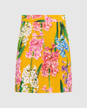 Dolce&Gabbana Желтая юбка в принт Гиацинты F4AG8TFPRUK