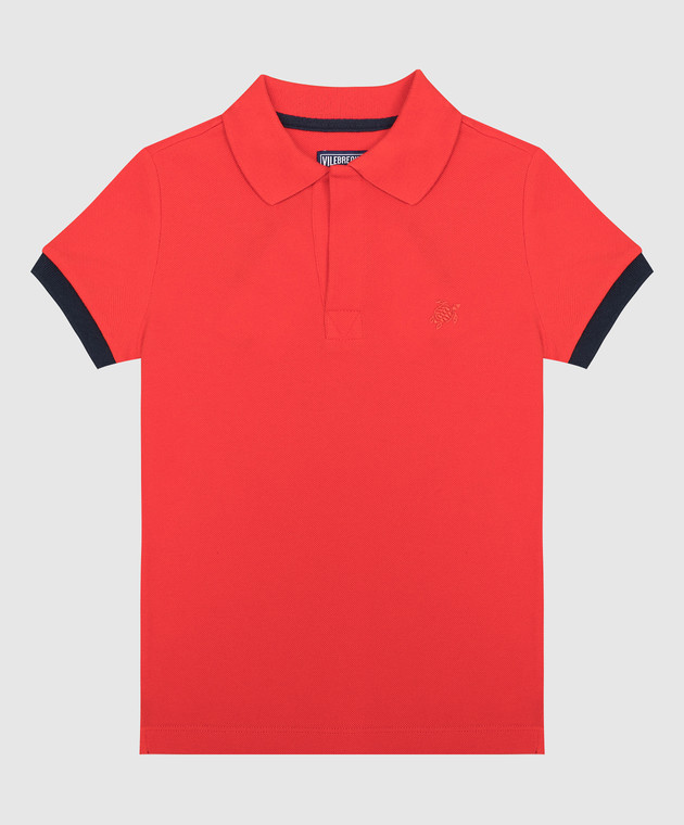 Vilebrequin Pantin red logo embroidered polo shirt for kids PNTU3N00