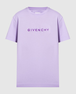 Givenchy Фіолетова футболка з фактурним логотипом BW707Z3YA2