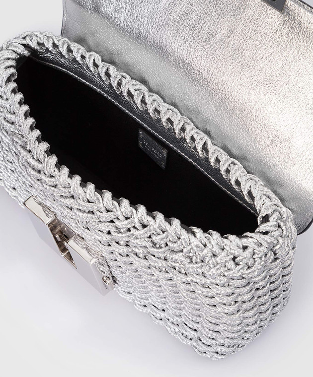 Tom Ford Срібляста плетена сумка крос-боді L1436PISY018 зображення 4