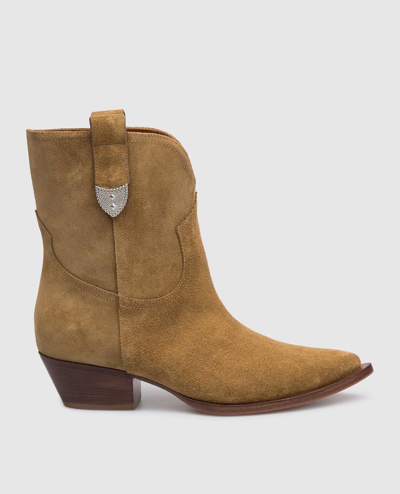 Paris brown suede boots with metal details